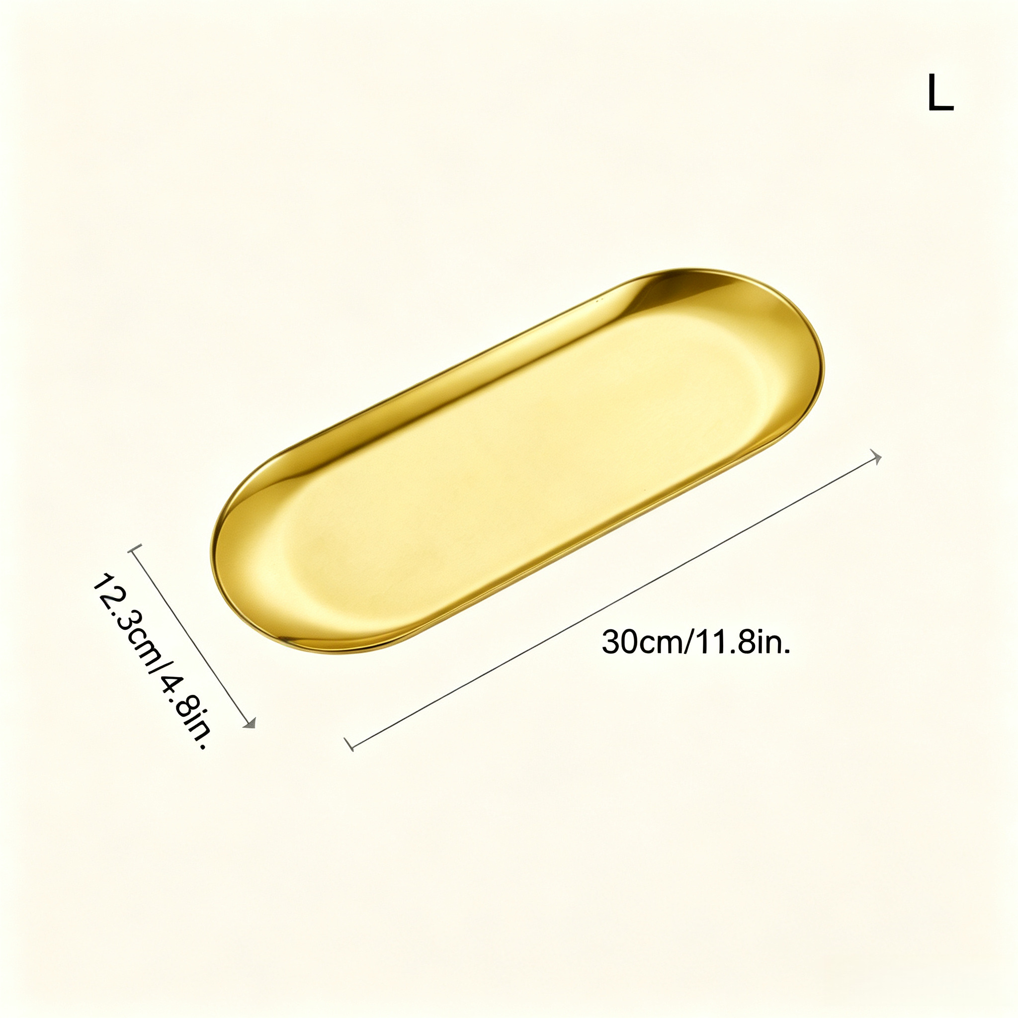 TEMU Vassoio decorativo ovale lucido in acciaio inossidabile, disponibile in oro e , piatto multifunzionale per frutta e snack, organizzatore da