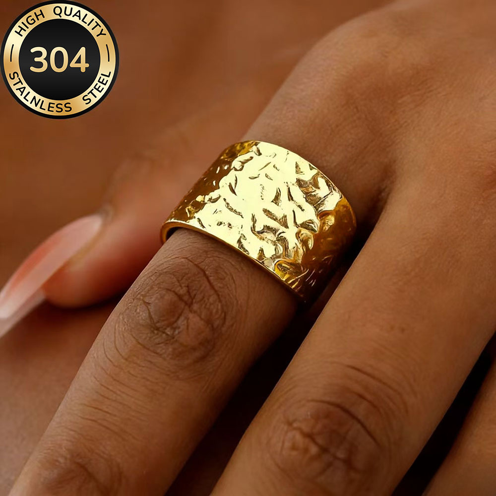 TEMU High-quality Hypoallergenic Stainless Steel Open-ring, Tarnish-resistant, Simple And Elegant, A Fashionable Women's Ring Suitable For Daily Wear