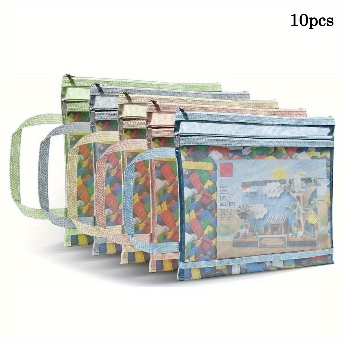 E-shop 5-teilig/10-teilig Pack Doppelschichtige Mesh-Reißverschlusstaschen - 2-lagige Nylon/Polyester Aufbewahrungsbeutel, Atmungsaktive Durchsichtige