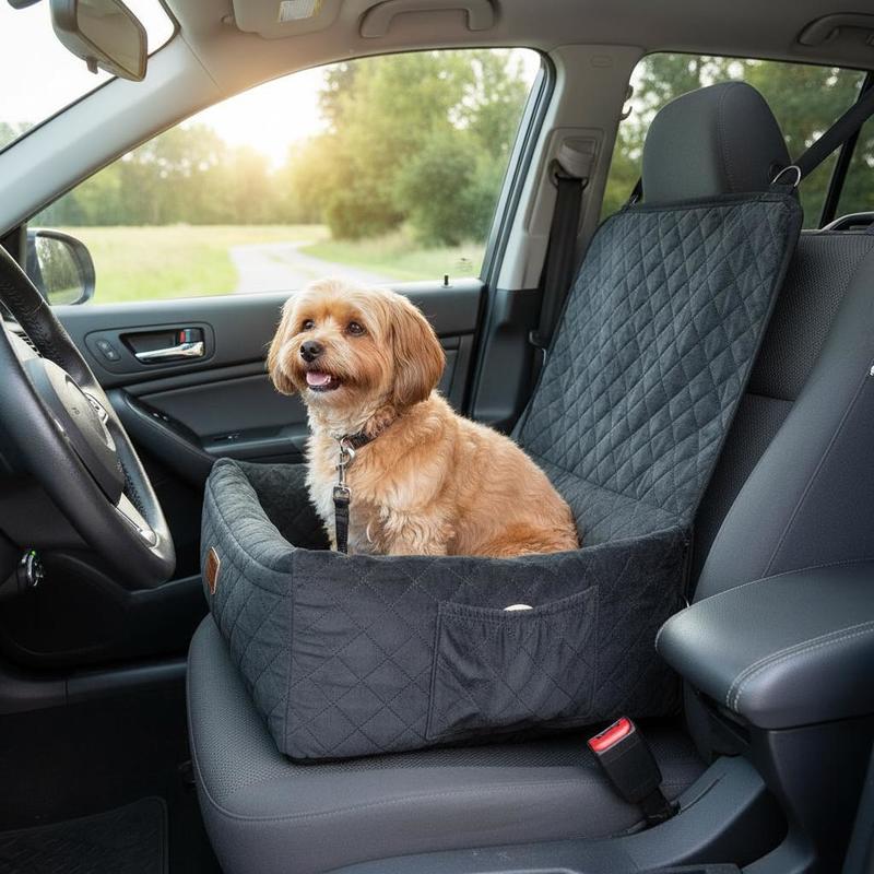 Pet Travel Booster 21.3'x19'x17.7' For Road Travel Family Outing, Storage Pocket Clip-on Safety Leash Sponge Pp Filling Small Medium Dog To 40lbs Black