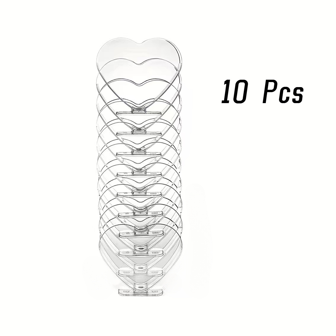Image of 10pcs 80ml/2.7oz Plastic Mini Dessert Cups, Clear Parfait Appetizer Cups Heart-shaped Small Serving Bowls For Cakes, Ice Cream, Tasting, Party, Buffet, Valentine's Day, Wedding