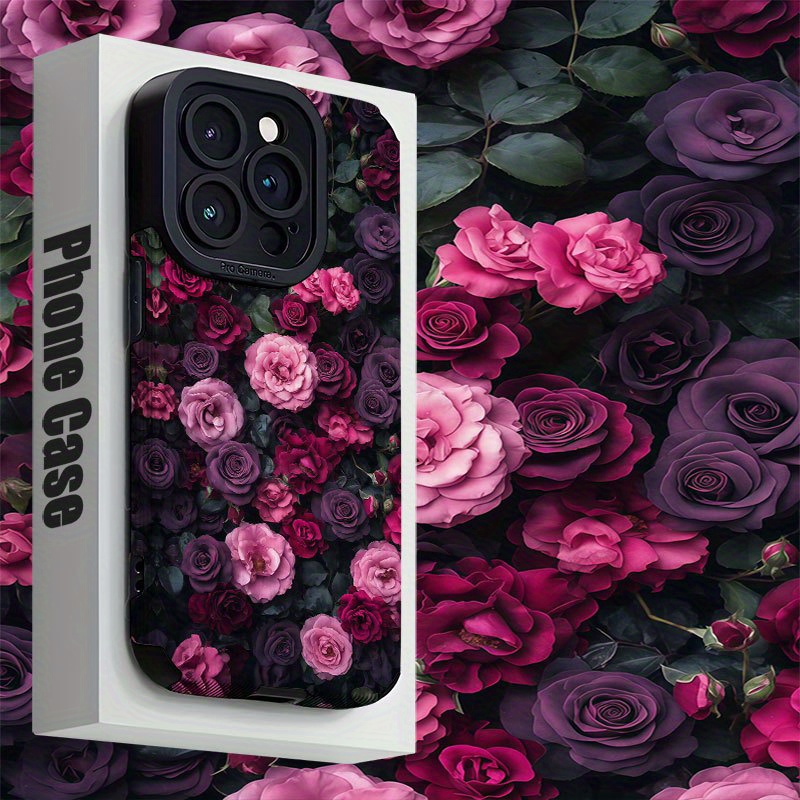 TEMU Phone Case - Purple Pink Rose Romantic Flower Sea Phone Case For