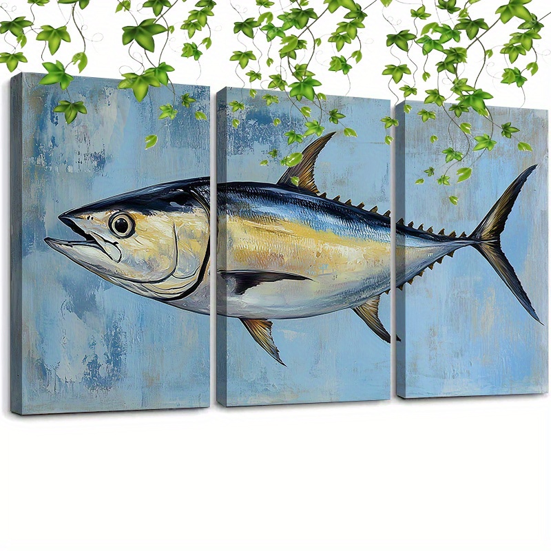 

Art - Set Of 3 Sea Paintings, Wooden Decor For , Area