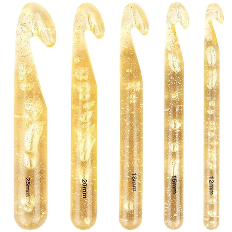 TEMU 5pcs Crochet Hooks Set, Knitting Needles (12/15/18/20/25mm) For Diy Craft Projects, Weaving Blankets, Shawls, Scarves, And Thick Wool