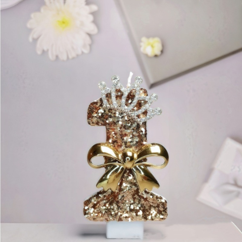 Image of Bow Digital Birthday Candle Cake Decoration Atmosphere Celebration Party Decoration Supplies