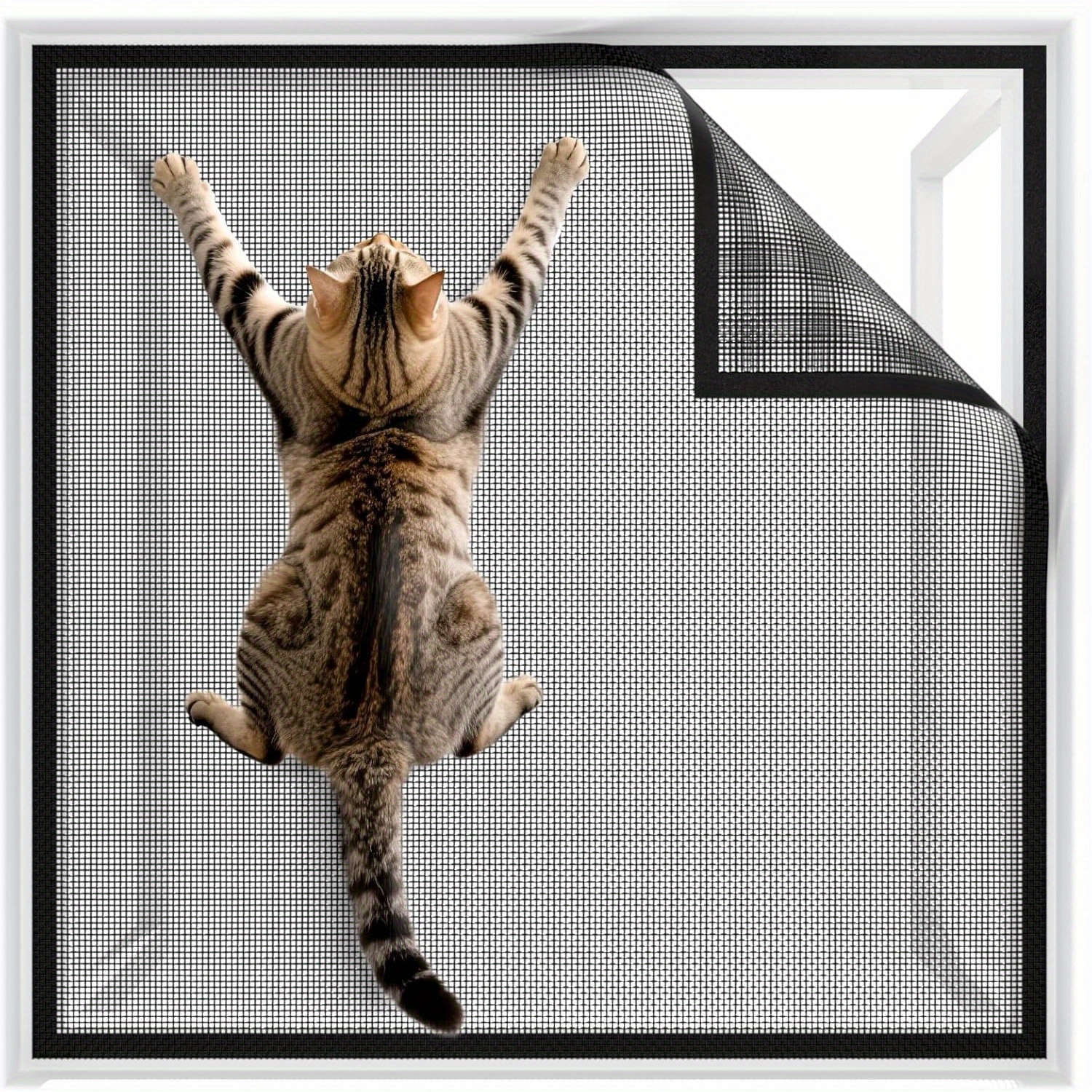 cat window screen no drill installation sturdy mesh   windows   100x130  install remove durable pet safety mesh 0