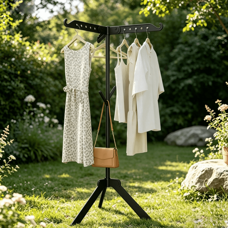 New Heavy-Duty Black Clothes Hanger, Sturdy Open Wardrobe, Heavy-Duty Clothes Rack, Suitable for Homes, Boutiques, Shopping Malls, Floor-Standing Living Room Clothing Storage, Durable Construction