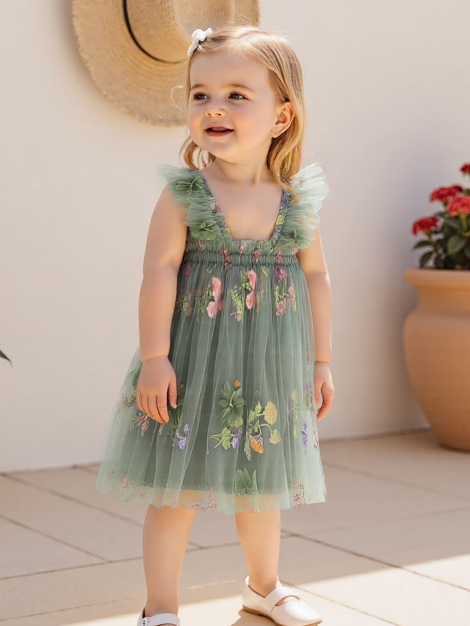 baby girl princess dress ruffle sleeveless square neck - Temu
