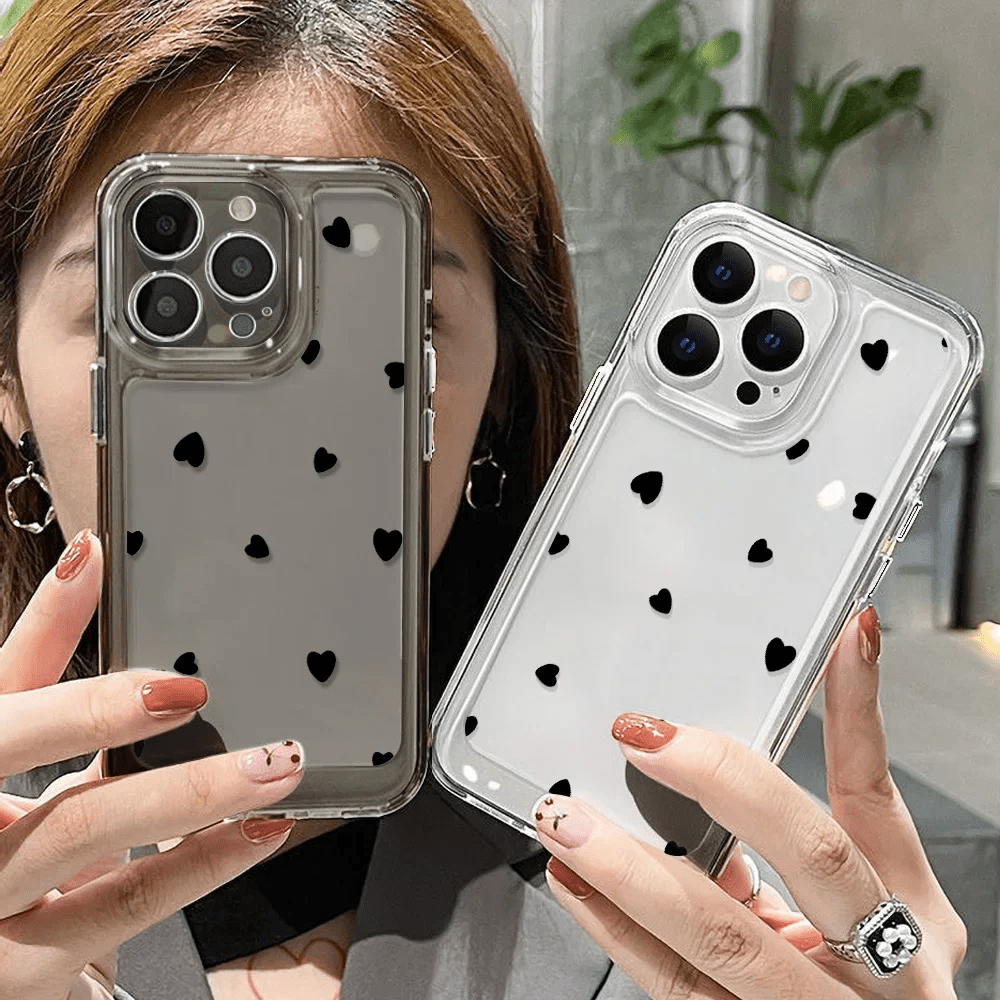 

Trendy Black Small Love Mobile Phone Case Suitable For 15 14 11 Pro Max 12 13 Mini X Xr Xs 7 8 Plus Se 2022 Protective Case