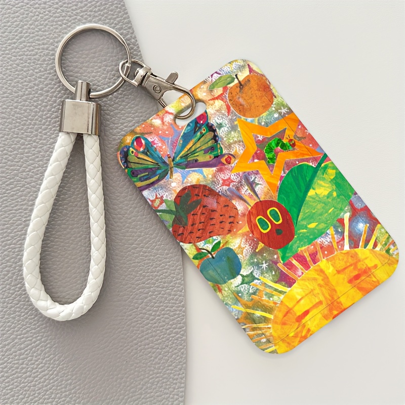 TEMU 2d Vibrant Caterpillar-themed Id Card Holder With Lanyard, Designed For Protecting Plastic Cards. Ideal For Healthcare Professionals, Students,