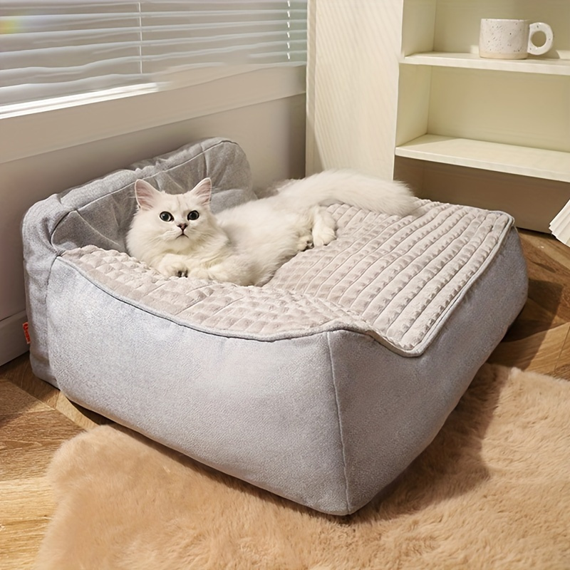 Soft Rectangular Dog Bed With Support & Plush Filling - Grey Plaid Design, Ideal For Small, Medium And Large Dogs - Cozy Pet Mattress For Sleep, Random For Free Extra Large Pet Mat
