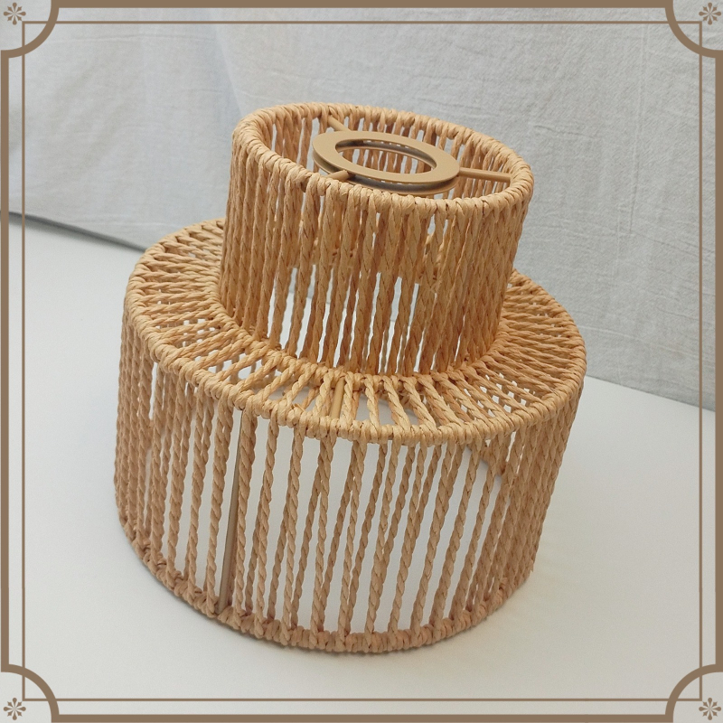 TEMU Tiered Jute Woven Lamp Shade 1/2pcs, Boho Pendant Cover, Decor For Indoor & Commercial Use, No Bulbs Included
