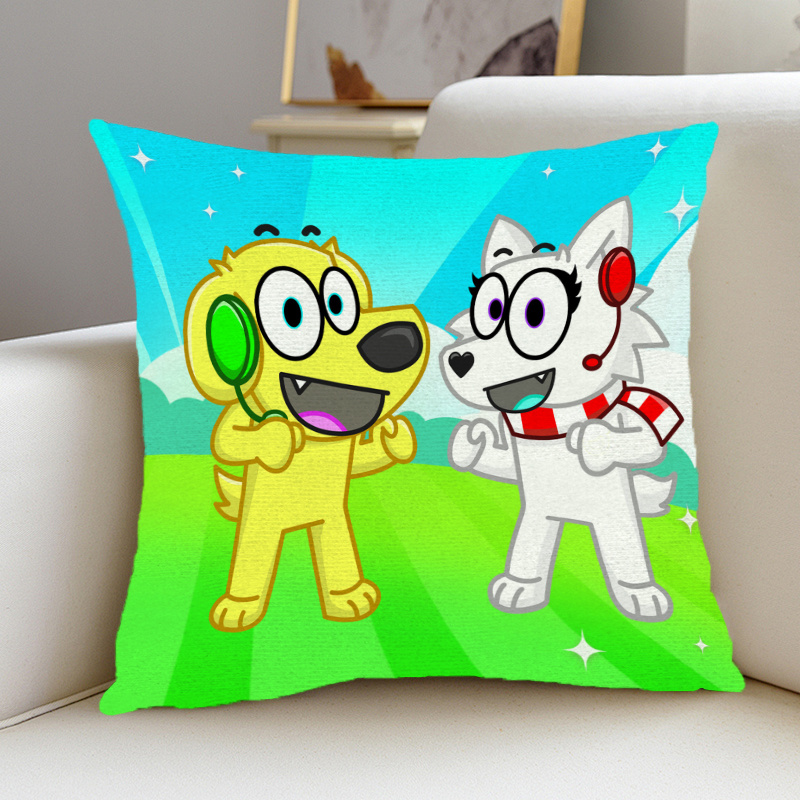 TEMU 1pc T- And S-snowi Cartoon Theme Design Printed Square Pillow Cover, Soft And Comfortable, Suitable For Living Room, Bedroom, Office, Dormitory,