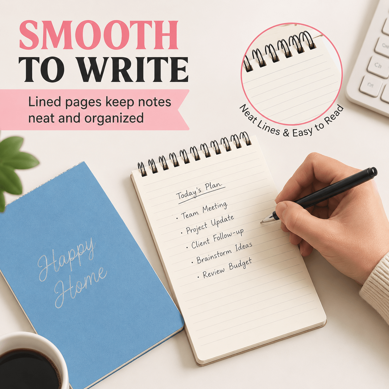 Customizable A7 Pocket-Sized Spiral-Bound Notebook with Lined Pages