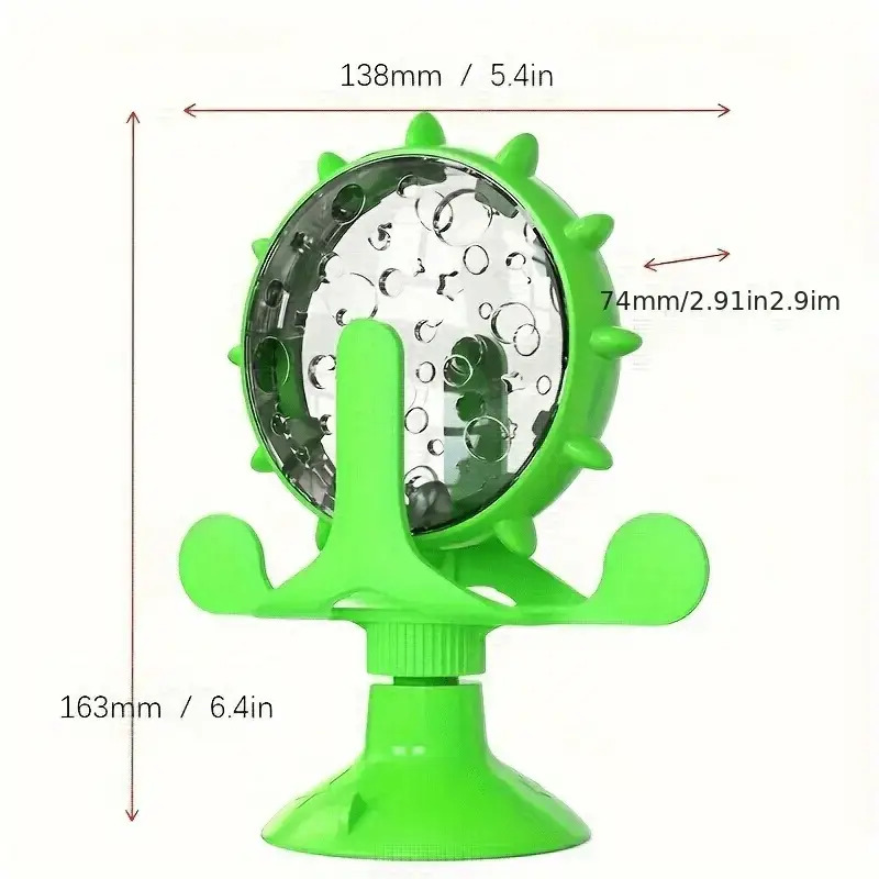 Une pièce de moulin à vent interactif sans pile conçu pour les animaux de compagnie, servant de distributeur lent de nourriture et de récompenses. Il est doté d'un jouet de puzzle rotatif fabriqué en plastique ABS durable avec une conception qui est facile à nettoyer. Ce jouet favorise