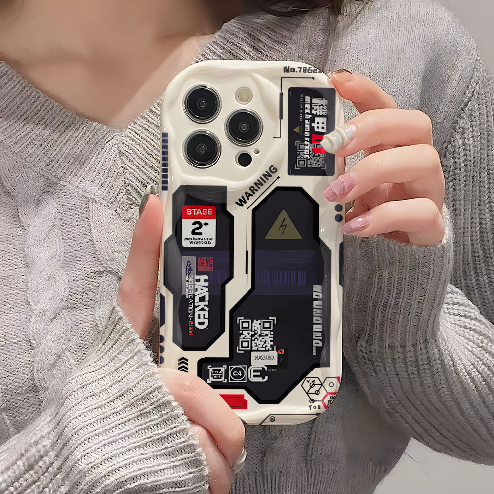 TEMU Phone Case: Geometric Barcode Phone Case, Suitable For Iphone 17 Air 16 16e 15 14 13 12 Mini 11 Pro Xr Xsmax 8 7 , 3d Wave Soft Cover