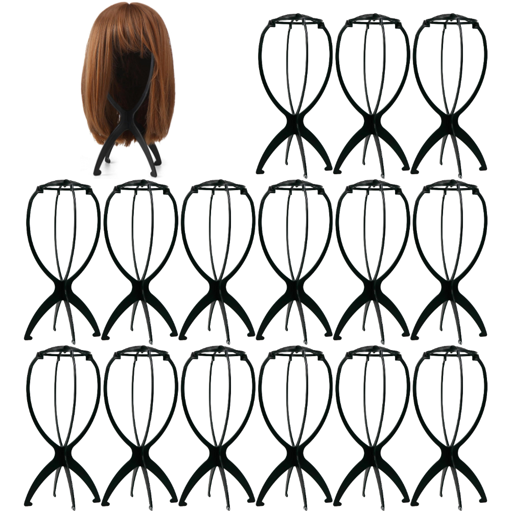 TEMU 16pcs Portable Wig Stand Set (black) - Multi-functional Wig Stand Set, Suitable For Storing Short Wigs, Hats, And Hair Extensions, Suitable For