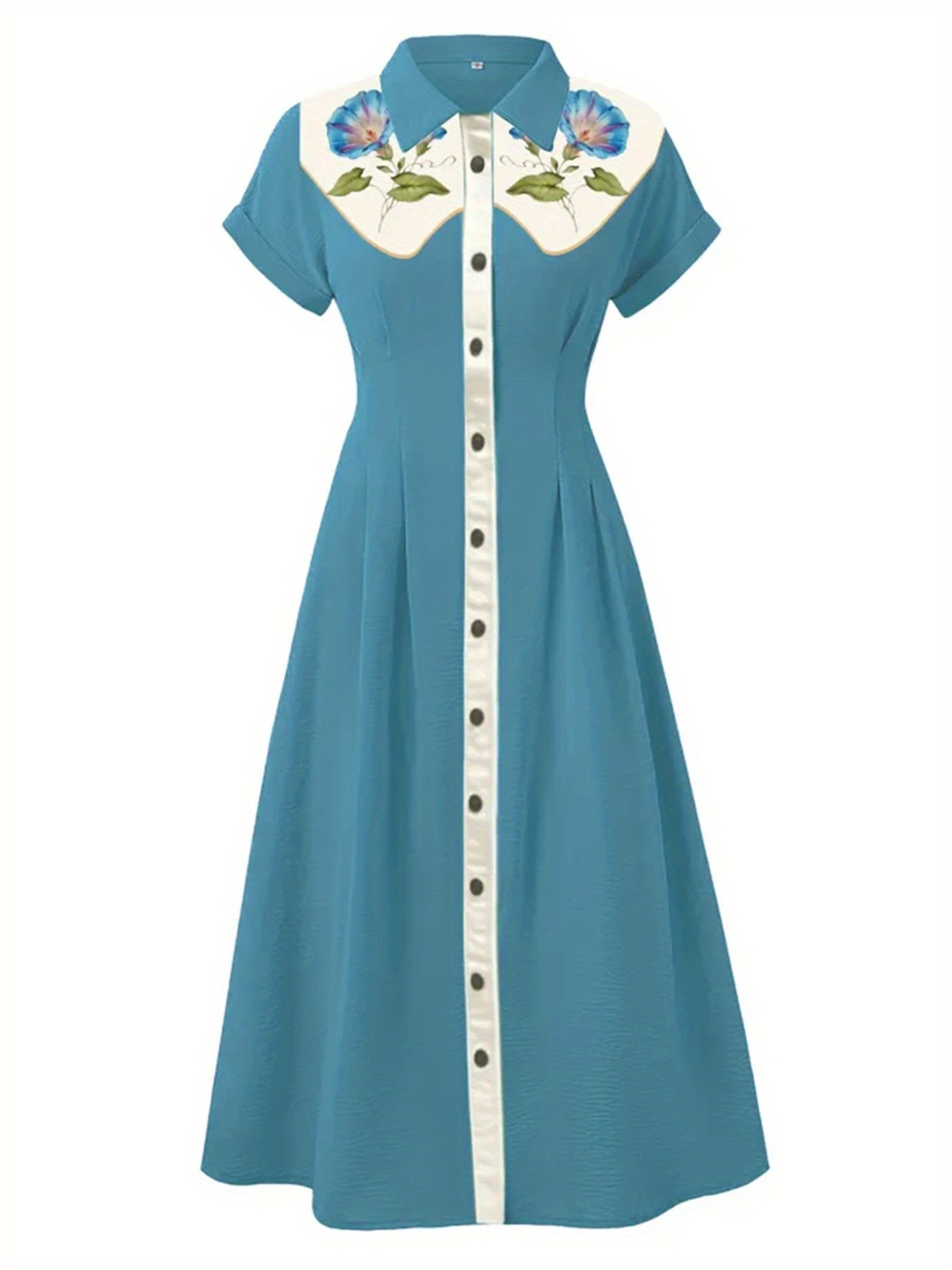 slim fit dress slacks Plus Size] 1950s Color Block Polka Dots Lapel Dress main image 0