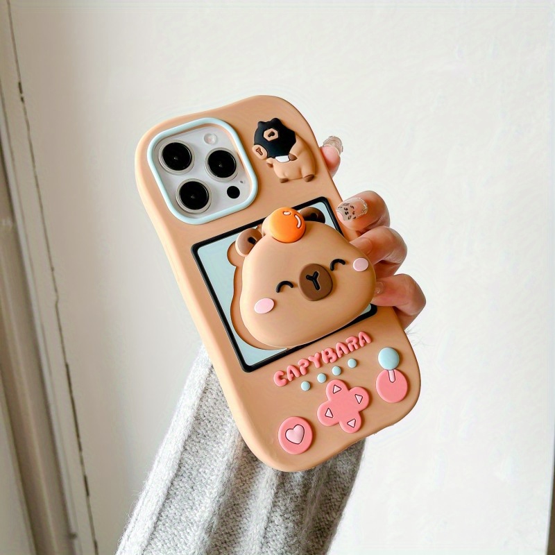 TEMU Cute Capybara Stand Case For Iphone 11 12 13 Pro Max, Fully Protective Against Drops.