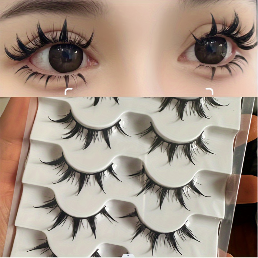 Image of 5 Pairs Of Cartoon Lashes, Dramatic Devil Style, Thick And Long With 3d , Soft And Lightweight Cosplay Accessories Formaldehyde