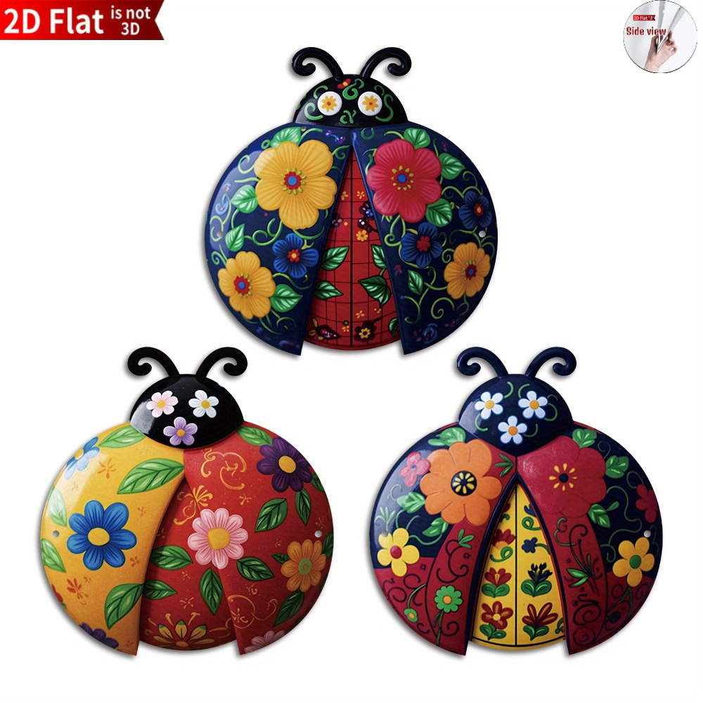 TEMU 2d Flat, 3pcs Ladybug-shaped Acrylic Signs Garden Decor, Suitable For Outdoor, Farmhouse Garden Backyard Wall Art Decoration, Birthday, Wedding,