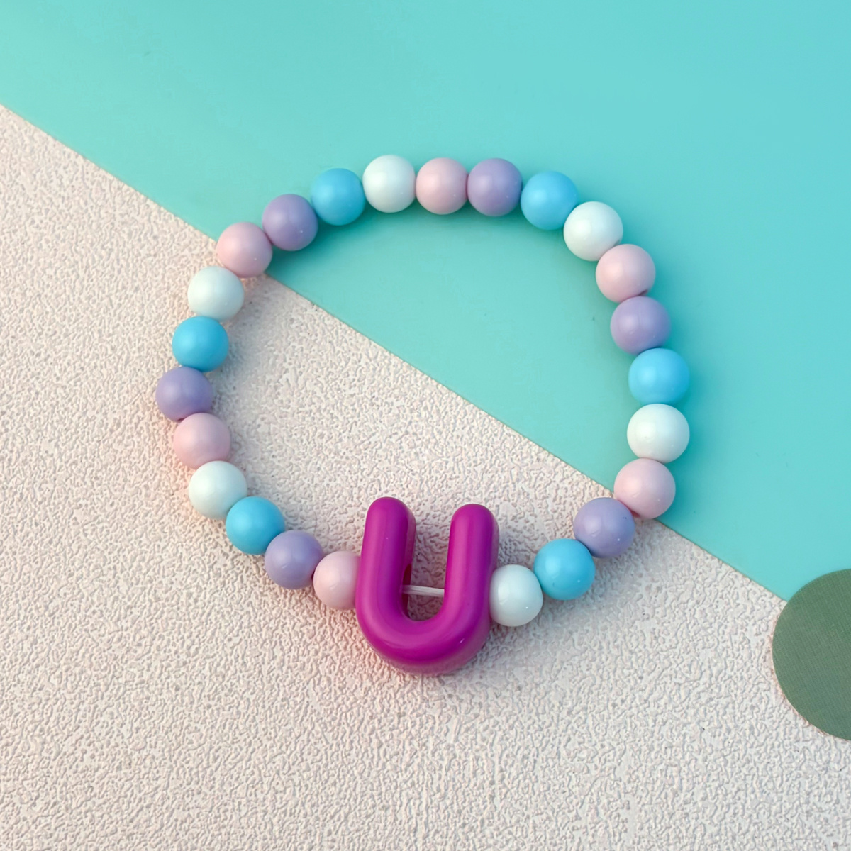 Playful Cartoon Macaron Multicolor Letter Elastic Bracelet
