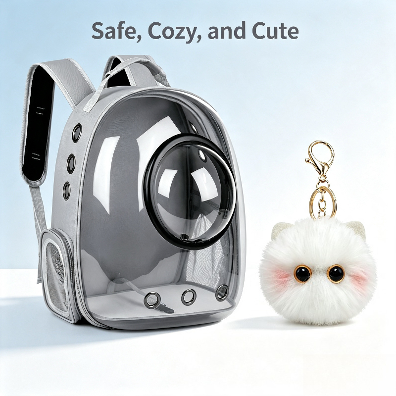 2pcs Set: Transparent Space Capsule Pet Backpack with Cute Charm