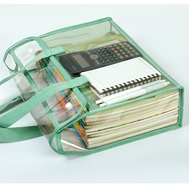 TEMU Large-capacity Transparent Pp File Bag - Multi-compartment Design, Suitable For Tablets, A4 Paper, And Stationery - Durable Portable File Case