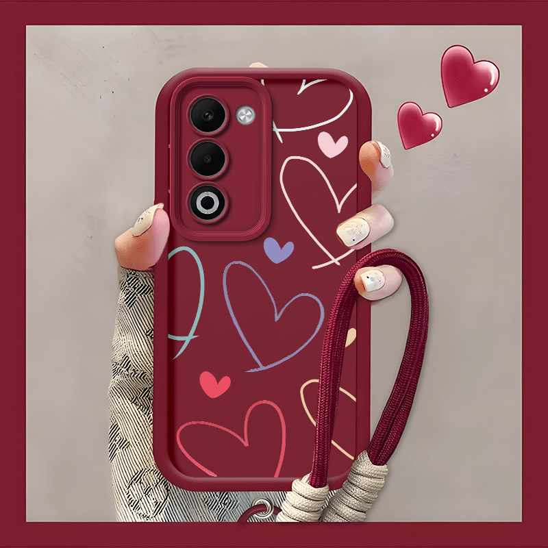 TEMU para teléfono compatible con OPPO A5, TPU , diseño sencillo y colorido con graffiti de amor, cubierta con cordón