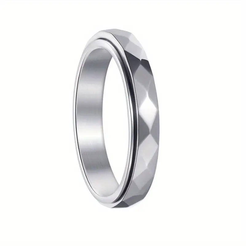 1pc minimalist cut ring 4mm wide stress relief rotating ring with band black accents fade resistant wear resistant ideal for casual attire or gift everyday jewelry modern jewelry durable jewelry Product details 3