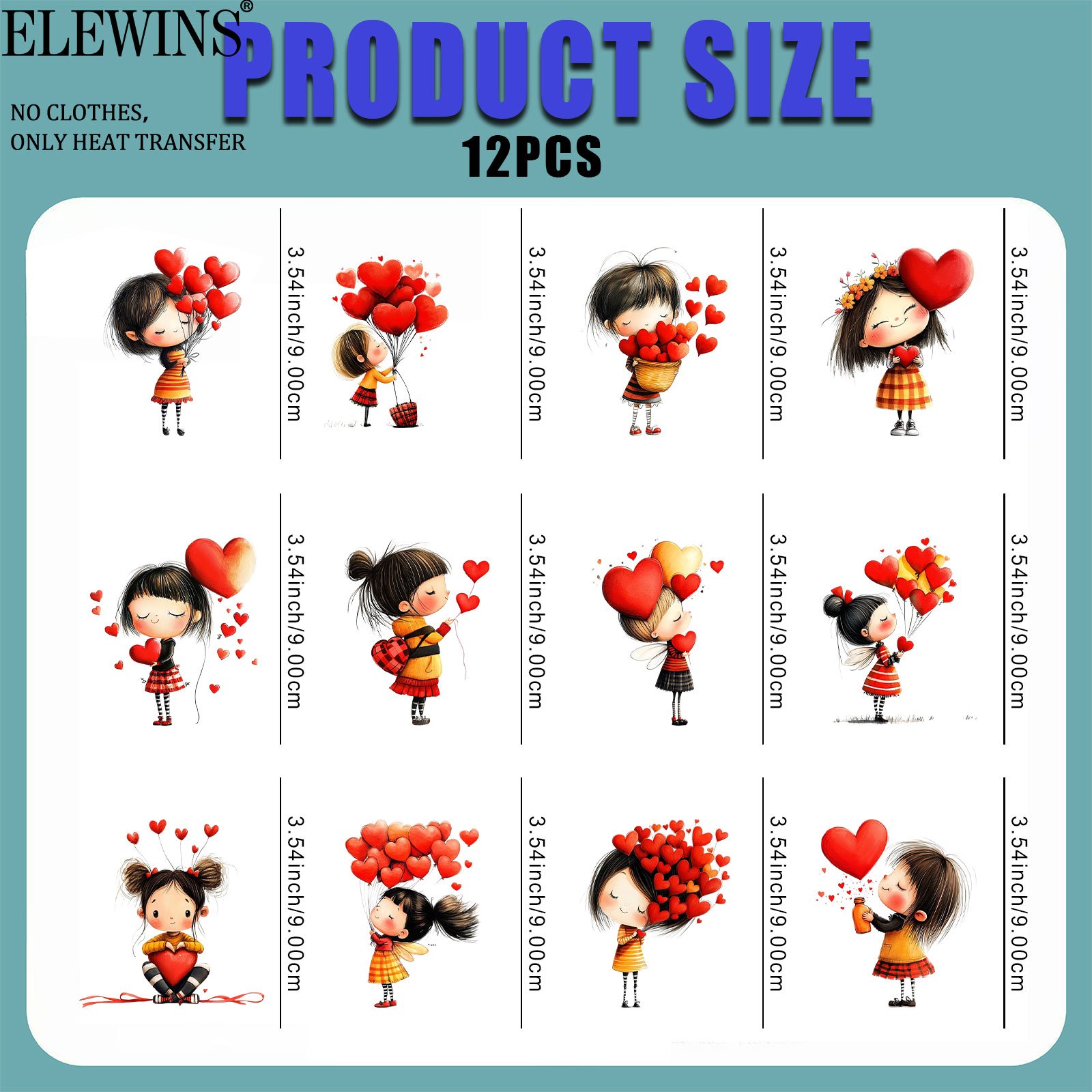 TEMU 12pcs Diy Iron-on Transfer Sheets With Hearts, & Valentines Phrases - Vinyl Patches Suitable For T-shirts, Jeans, Hats, Bags - Durable Washable