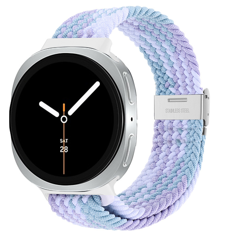E-shop Elastisches geflochtenes Nylonband für Samsung Galaxy Watch 8/8 Classic, geeignet für Damen und Herren in den Größen 40 mm, 44 mm und 46 mm.
