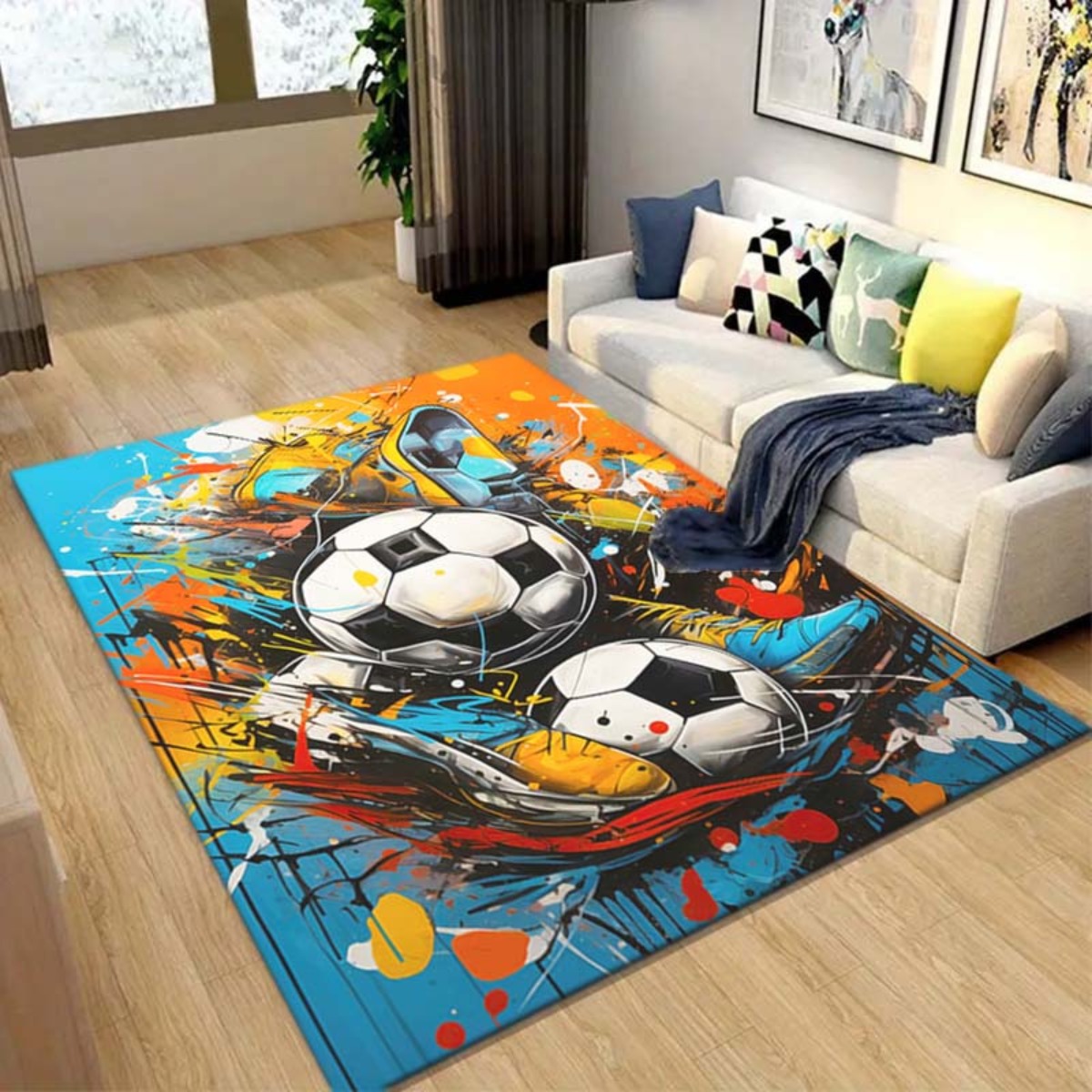   soccer shoe patterned non slip area rug 800g   velvet polyester carpet suitable for   bedrooms workplaces and   contemporary home decoration floor mat