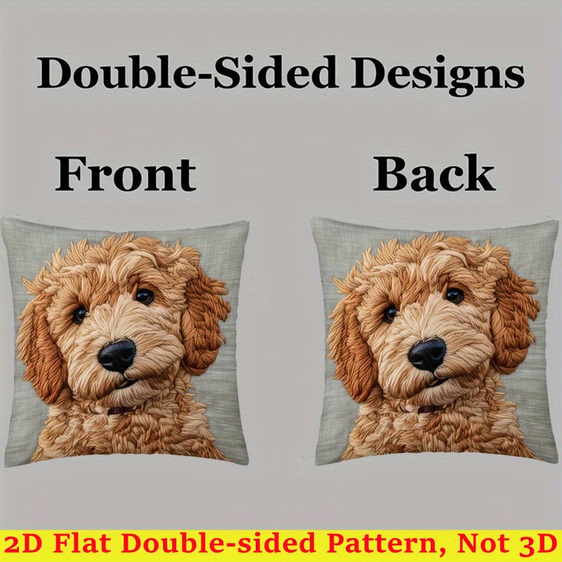 TEMU 1pc Dog Puppy Double-sided Print Non-embroidery Pillowcase, Retro Style Super Soft Short Plush Pillow Cover, Machine Washable, Zipper Closure,