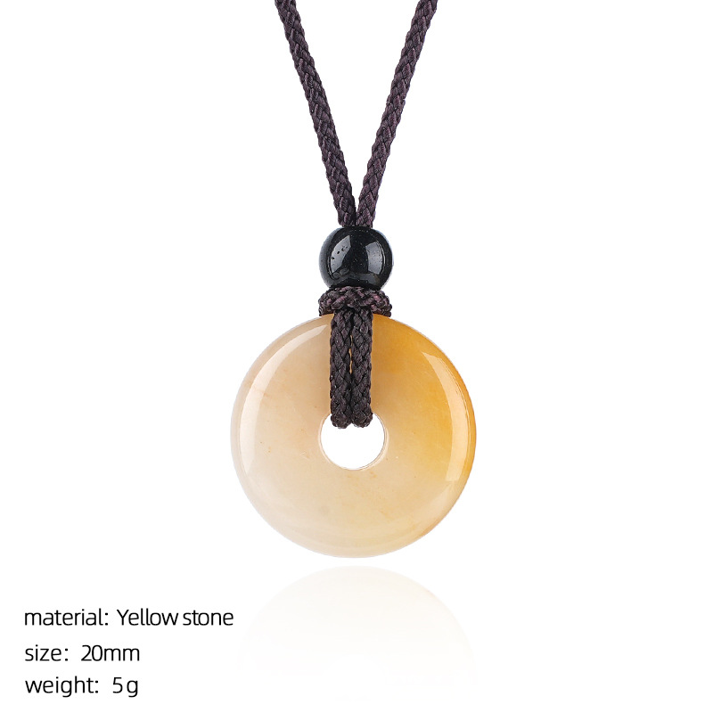 Natural Stone Carved Chinese Safety Knot Pendant Necklace