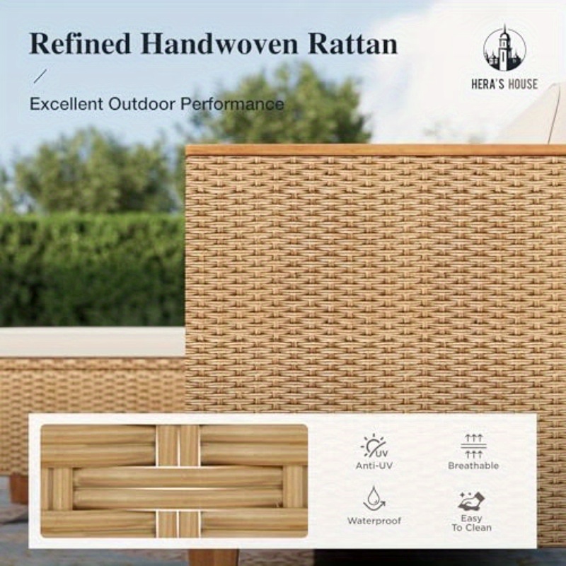 3pcs All-Weather Wicker Patio Furniture Set - Yellow Rattan Sectional with Lounge Sofa, Coffee Table & Side Tables for Outdoor Lawn, Garden, or Balcony, Outdoor Patio Furniture, Garden Seating, Modern Outdoor Decor, Durable Outdoor Furniture