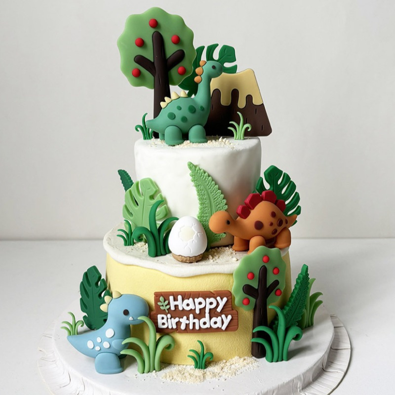 7pcs silicone dinosaur cake topper set food grade rubber Temu