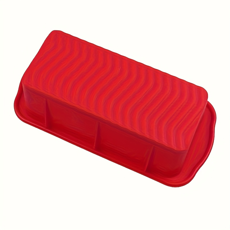 Rectangular Bread Mold, Silicone Mold For Baking- Suitable For Diy Baking, Toast, And Soap Making, Ribbed Texture Design, Heat-resistant Up To 220°c, Red Silicone Bread Pan