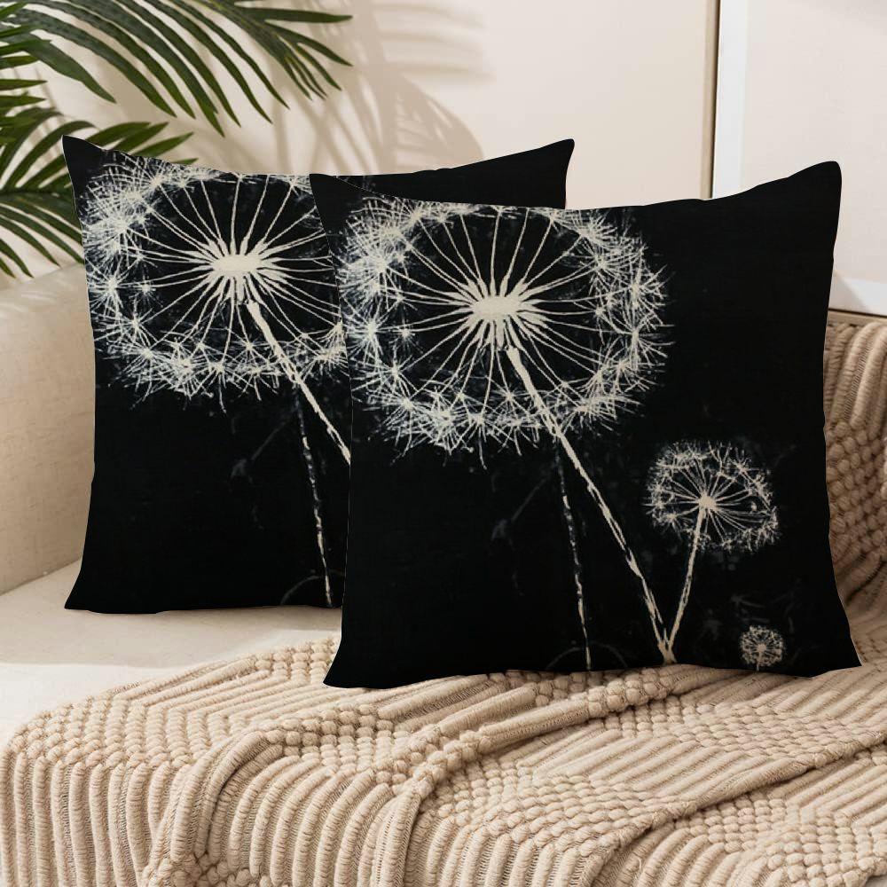 

Black White Dandelion Simple Flower Painting Pillow Cases Cushion Cover Home Decor Pillowcase Black White 2pcs, Double-sided, Printed, Short Plush, Only Covers, 18x18 Inch