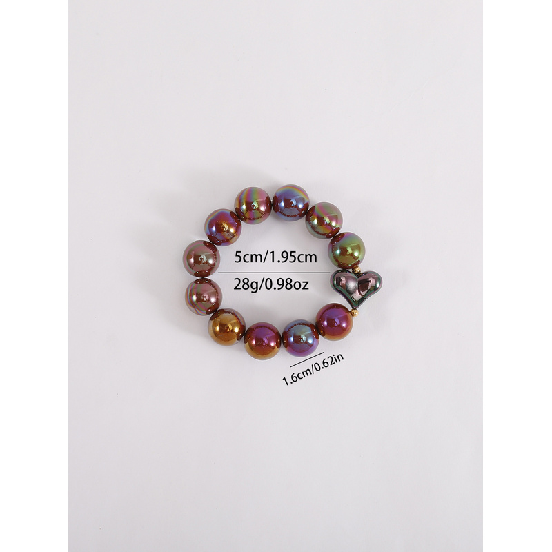 Women's Geometric Beaded Bracelet with Iridescent Effect, Stretchable
