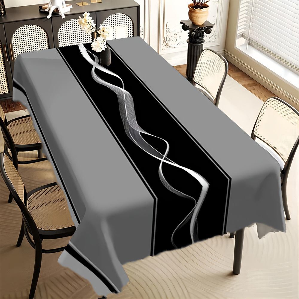 TEMU 1pc Modern Minimalist Black White Gray Tablecloth - Rectangular Suitable For Dining Table, Coffee Table Cover, Decor, Table Cover Suitable For