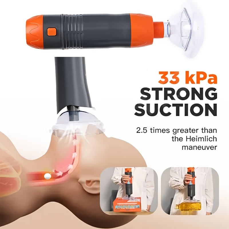 Portable Handheld Anti-Choking Emergency Device with One-Button Operation & Strong Suction Suitable for Home, Travel, Car Safety - Choking Tool with Replaceable Silicone Nozzles, Airway for & - Image 8