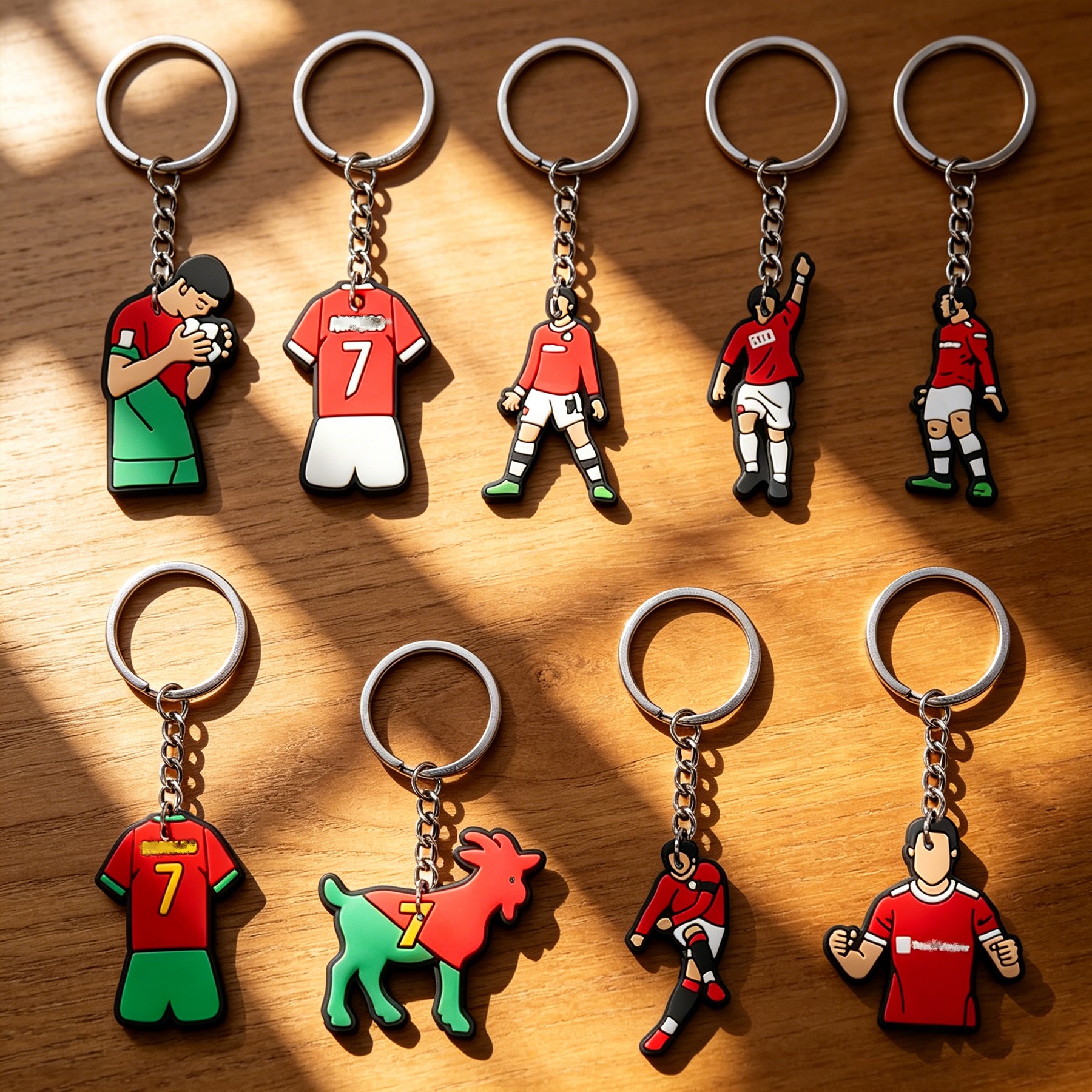 TEMU 9pcs Soccer-themed Keychains, Backpack Charms, Pvc Cartoon Soft Rubber , Commemorative Gifts For Soccer Matches, Fan Gifts, Presents For Soccer