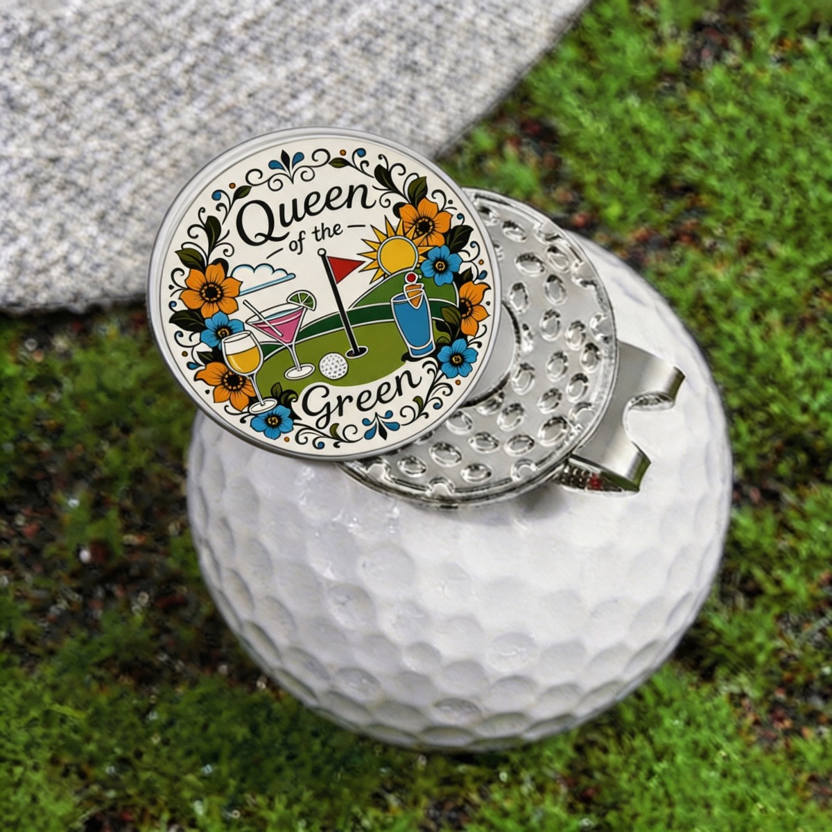 TEMU Set Of Golf Ball Markers With Silvery Magnetic Hat Clips - "" Cocktail And - Durable Metal Golf Additions For Women - Fun Gift