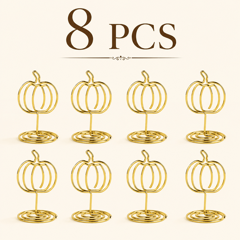TEMU Porte-mémos en métal sur le thème d'Halloween, clips de siège de citrouille, porte-numéros de table en métal doré de citrouille, décorations de