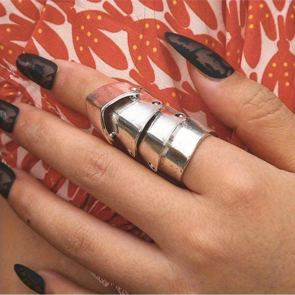 TEMU 1pc Of Ring Joint Ring, Fashionable Skull Ring, Statement Piece, Party Jewelry, Jewelry, Punk Jewelry, , Durable Jewelry, Adjustable Ring,