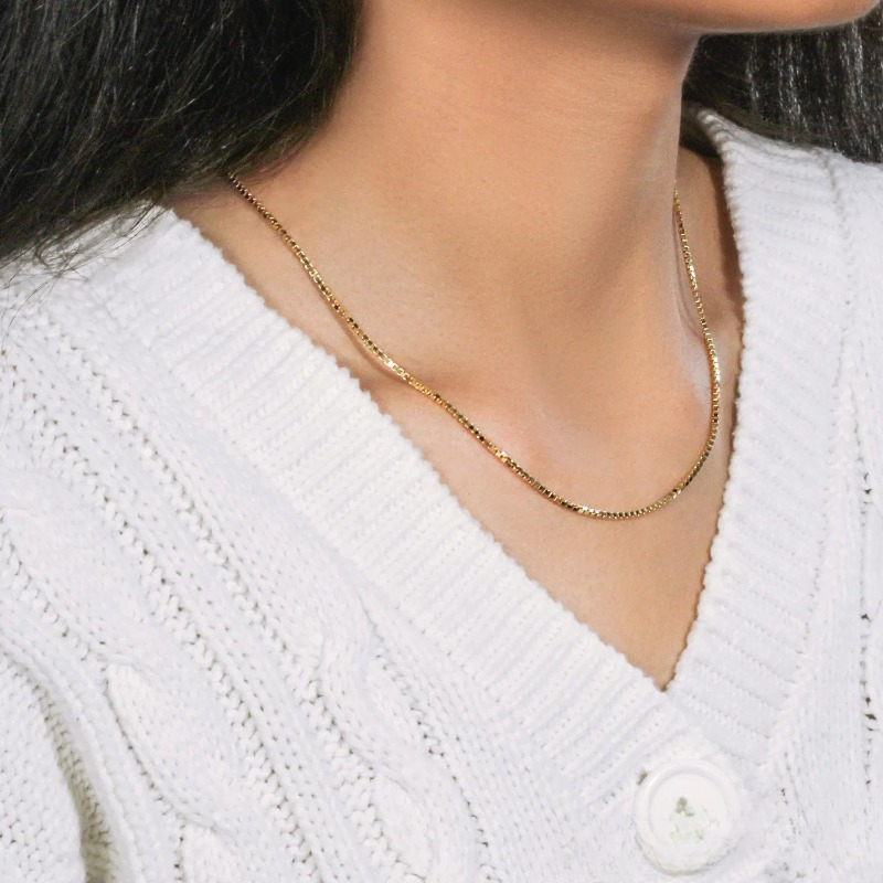 Classic Thin Box Chain Necklace 2mm 316L Stainless Steel Women's Accessory