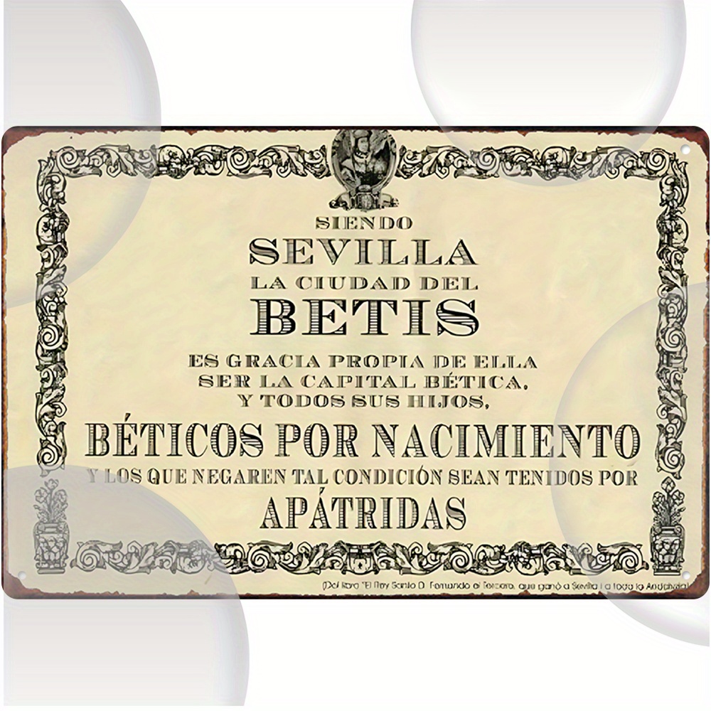 TEMU Placa de Pared 2D , 1 Pieza Sevilla: del Betis - Placa de Hierro Resistente de Española, Ideal para Cueva de Hombre, Bar, Café, - Vintage de