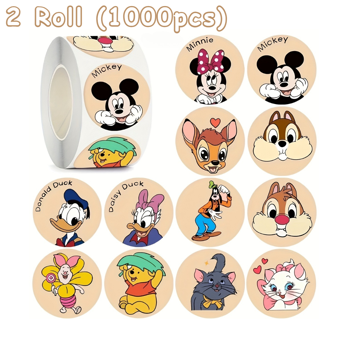 Image of 2 Rolls (1000pcs), , Cartoon Graffiti Adhesive Tape, Cute Stickers For Crafts, Envelope Sealing