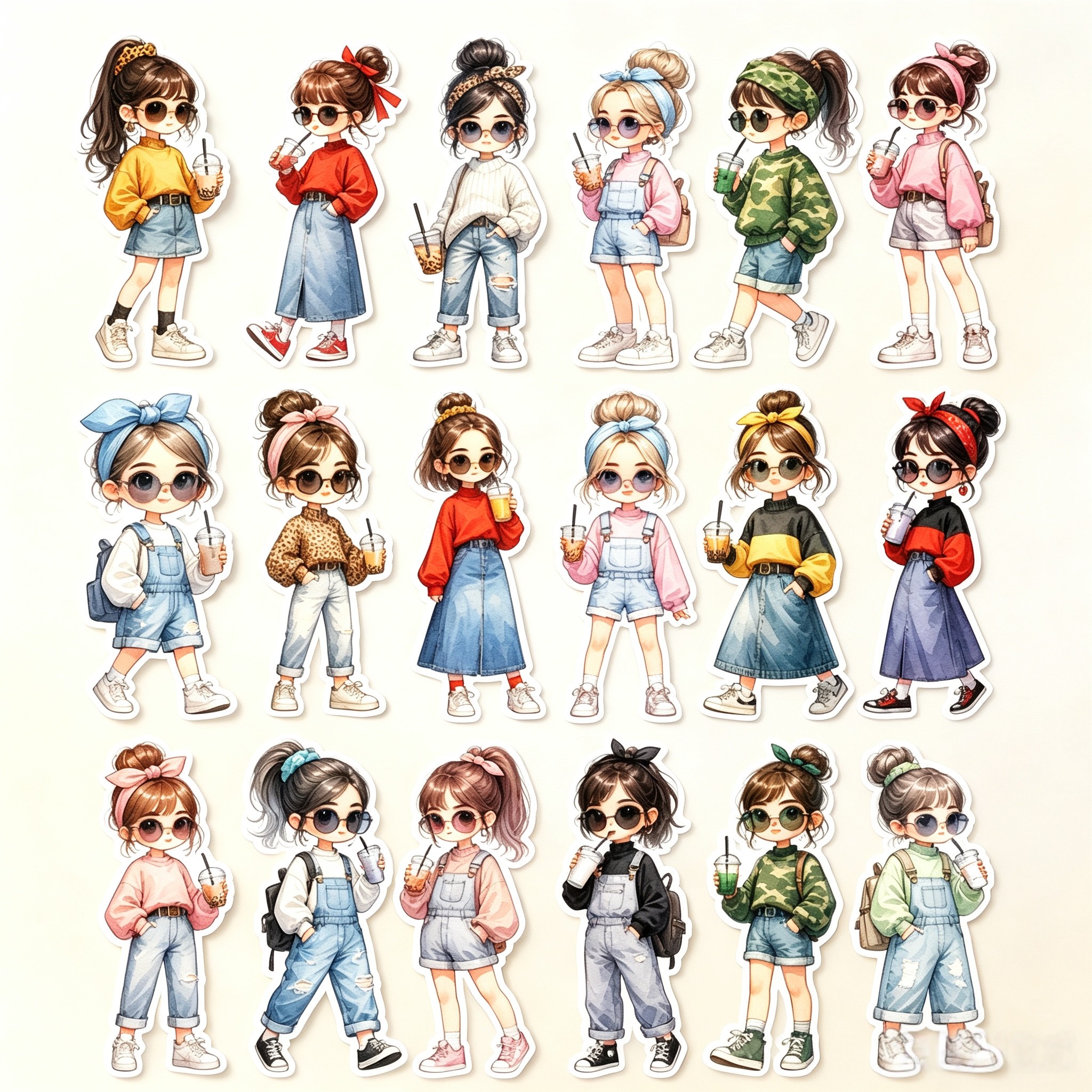 TEMU 1 Set Cute Fashion Girl Stickers, Trendy Young Lady Outfit Stickers, Water Cup Notebook Suitcase Decorative Stickers